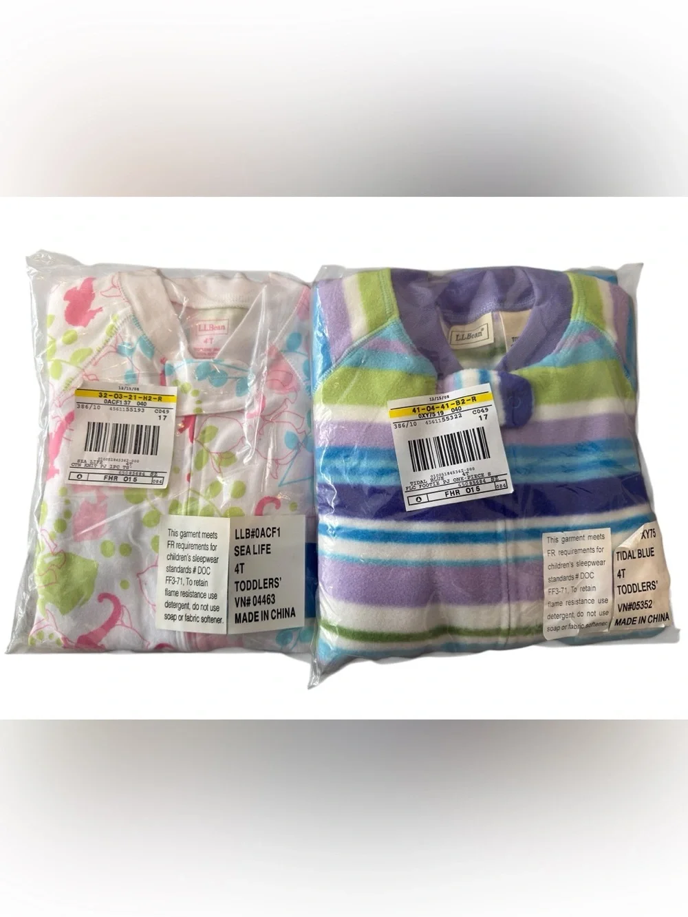 LL Bean Toddler Fleece Pajama Set - Sea Life and Stripped (Girls)